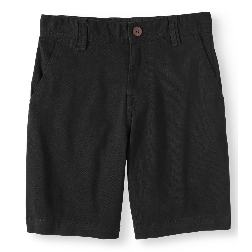 Black flat front shorts
